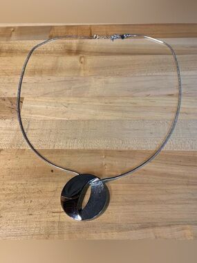 Lia Sophia Polished Silver Open Circle Pendant Necklace